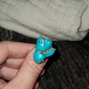 Sterling and raw turquoise ring size 8